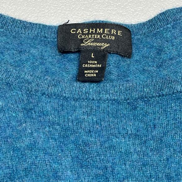 Charter Club Sweater Womens Large Blue Knit Luxury Long Sleeve 100% Cashmere - Picture 1 of 10